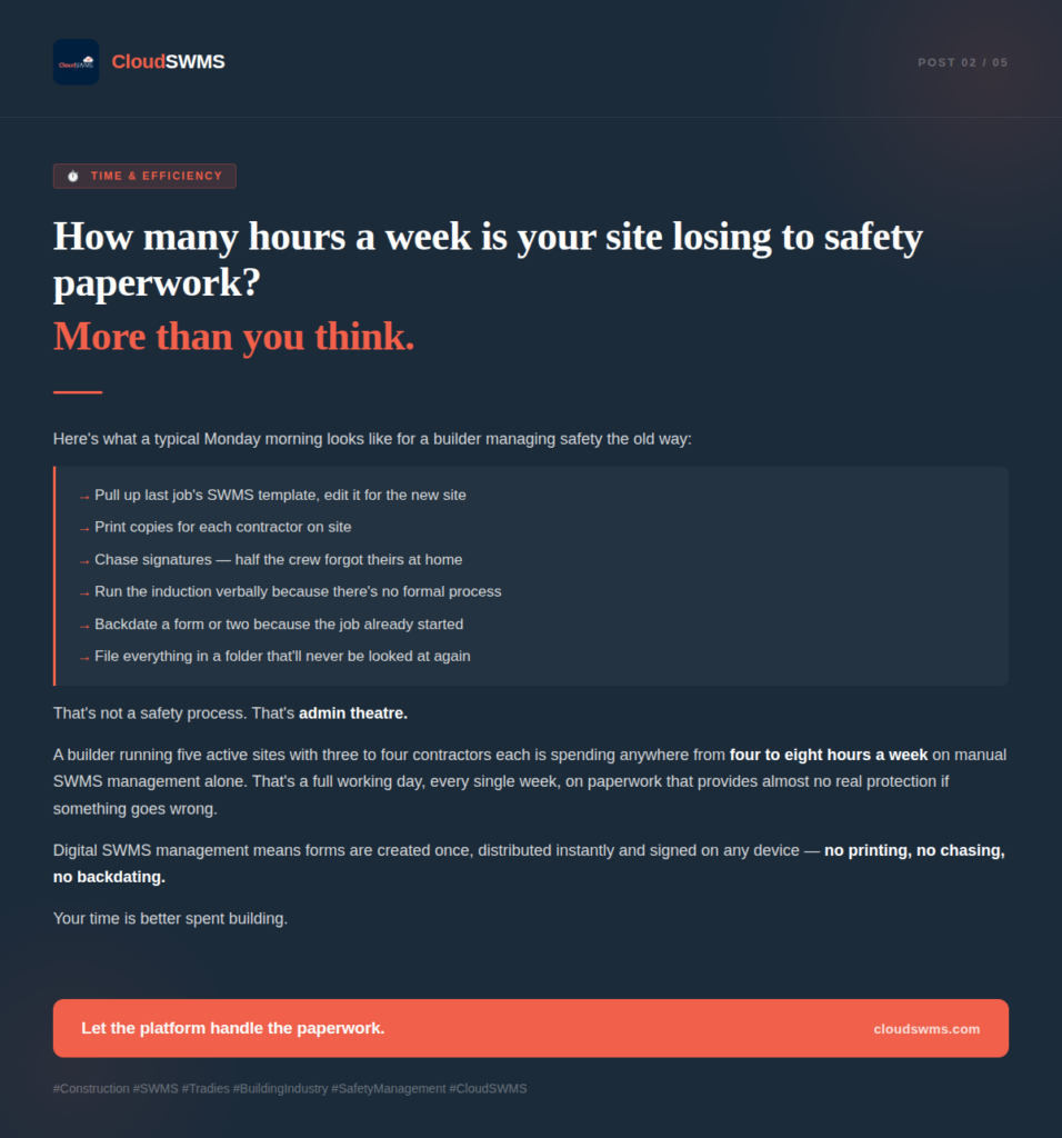 How many hours a week is your site losing to safety paperwork?